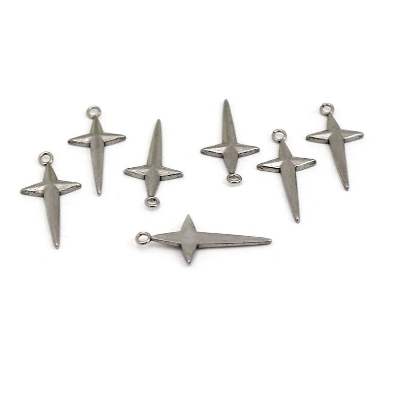 10 unids/lote de dijes de acero inoxidable, dijes cruzados, colgantes góticos para DIY, collar hecho a mano, pendientes, accesorios para hacer joyas