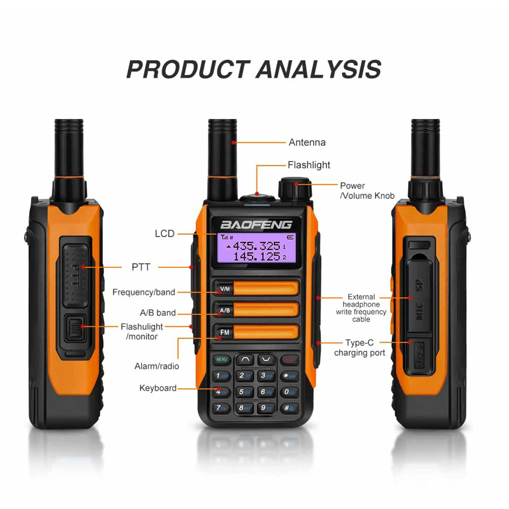 Baofeng – walkie-talkie 2022 pro V2, IP68, étanche UV16, puissante Station de Radio amateur CB, émetteur-récepteur double bande, Intercom 50KM, UV-16