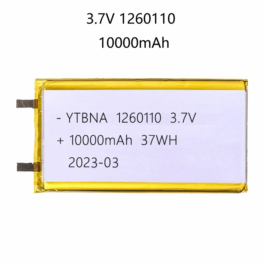 3.7V 10000mAh 1260110 polymer lithium battery/lithium ion battery for Power Bank,GPS,100% real capacity