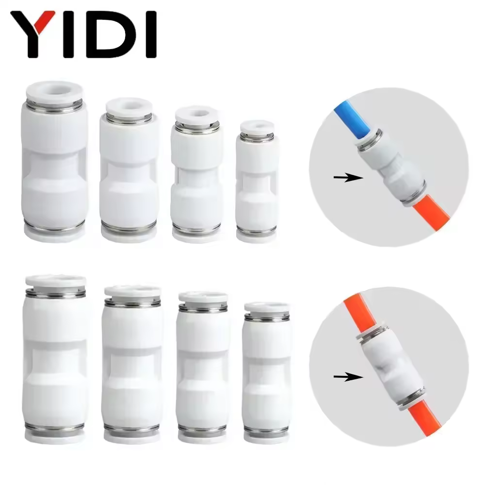 5pcs PG PU Pneumatic Quick Air Connector Compressor Push in Hose Pipe Tubing Fitting Fittings 6mm 8MM 10MM 12MM 14MM 16MM