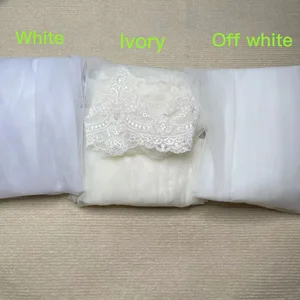 Langer luxuriöser Brautschleier mit Perlen, 1 Schicht Brautschleier mit Kamm, dichte Perlen verstreut, wunderschön 12 Hauptverkäufe Mantilha - №1