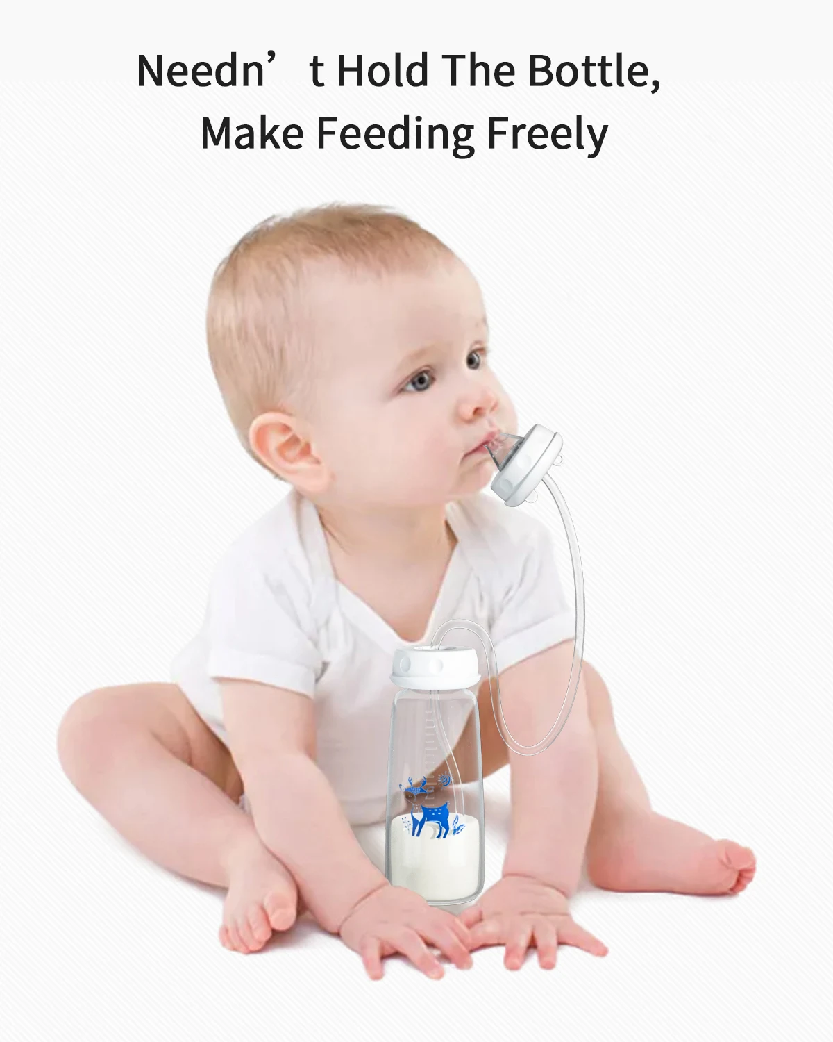 BornBL 6 Month+ 8oz 240ml Hands Free PP Baby Feeding Bottle with Tube Anti-Colic Nursing System, Bpa Free