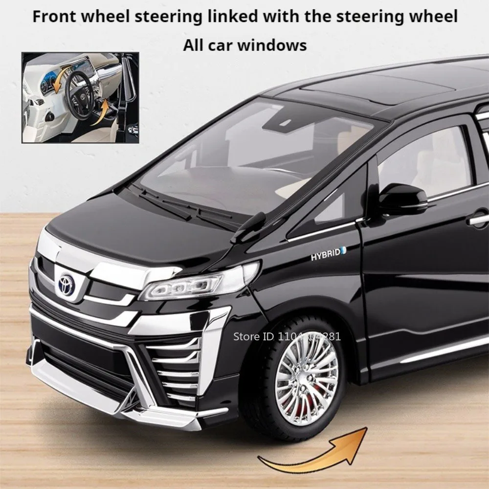 1:18 ベルファイア LM300 合金製 MPV モデル ダイキャストカー おもちゃ サウンドライト プルバック ドア開閉 ミニチュア車両 クリスマスプレゼント 男の子向け