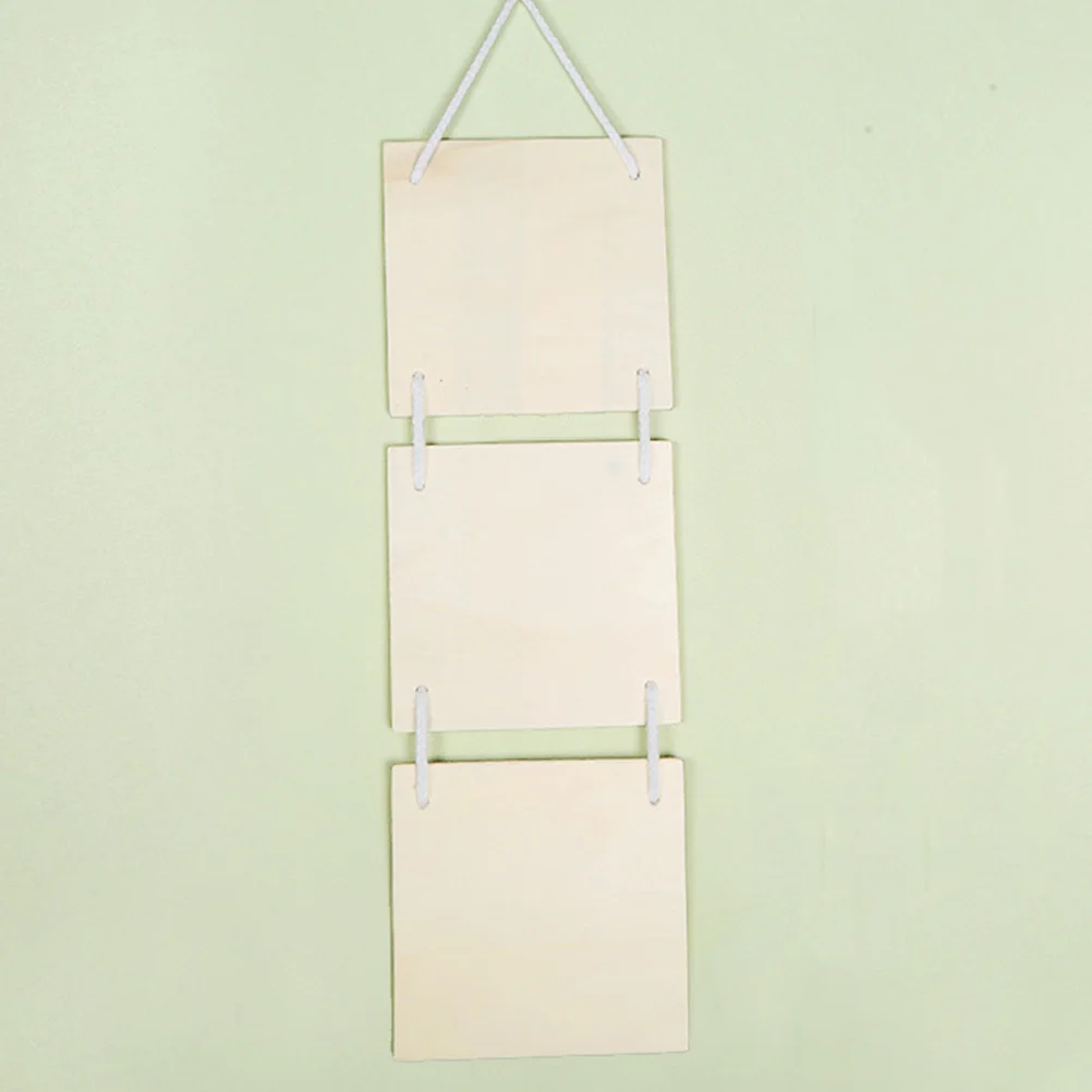 

3pcs DIY Hanging Board Unfinished Wood Plaque 15x15cm Kids Painting Decor Craft Supplies Pendant Graffiti Wooden Signs