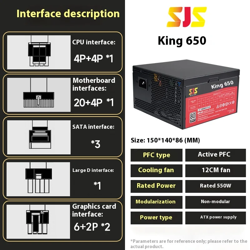 SEJISHI Fonte 550 واط PC PSU وحدة إمداد الطاقة الأسود الألعاب هادئة 120 مللي متر مروحة 24pin 12 فولت ATX كمبيوتر مكتبي امدادات الطاقة لتقوم بها بنفسك الألعاب