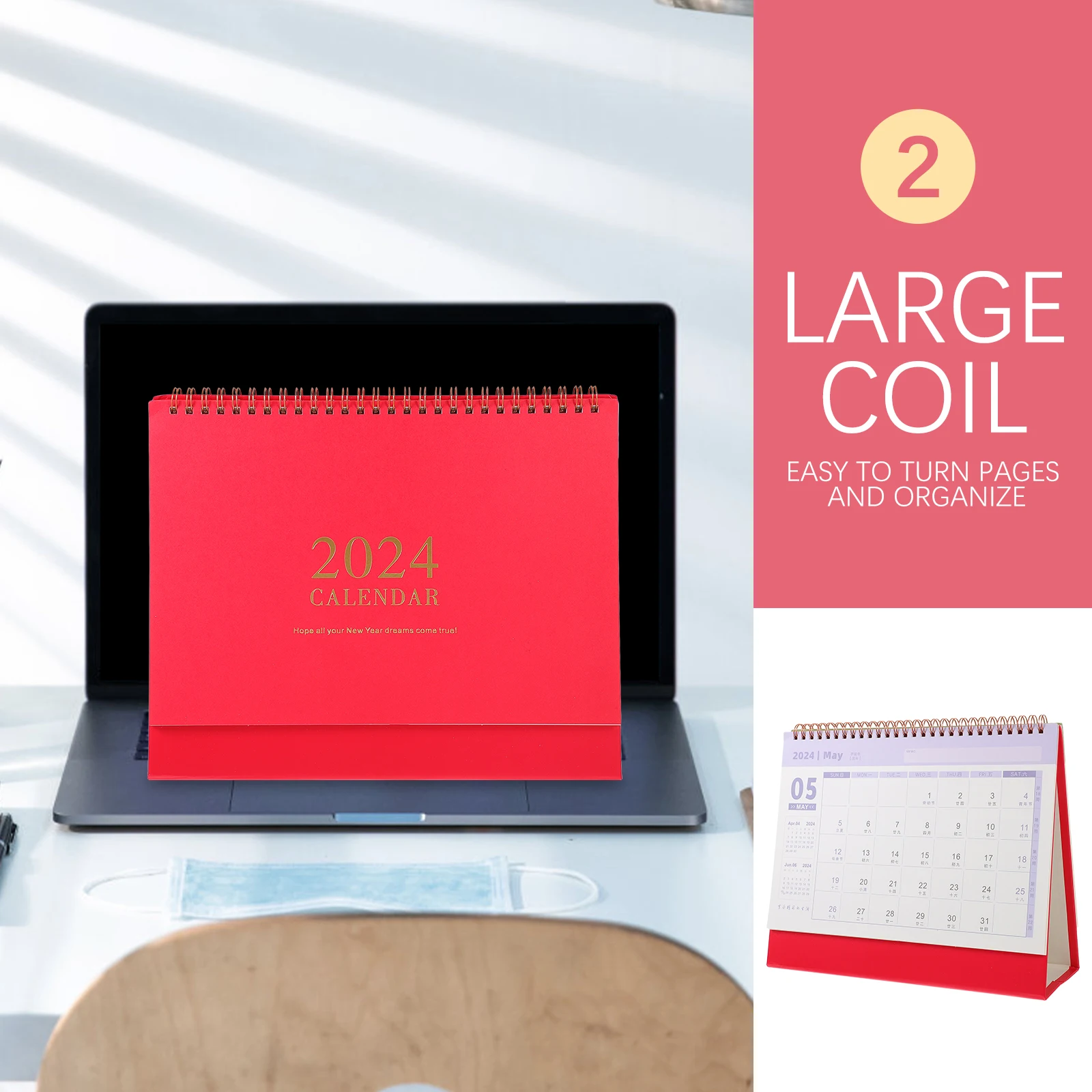 

Large Coil Desk Calendar Teacher Office Vertical Paper. Aluminum Alloy Calendars