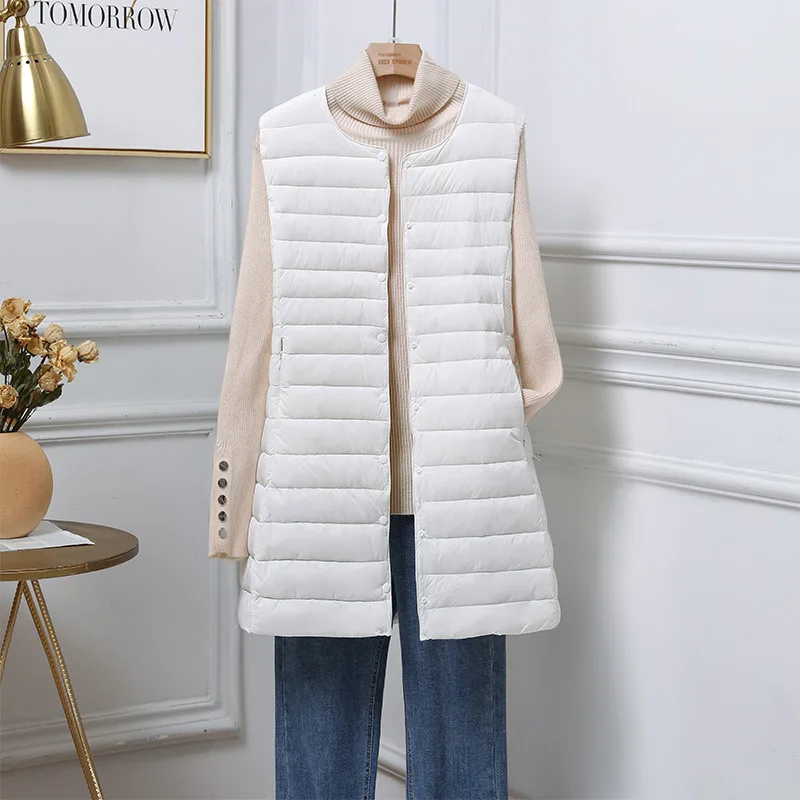 

Новая осенне-зимняя женская приталенная куртка-жилет средней длины с круглым и V-образным вырезом, универсальная, модная, облегающая