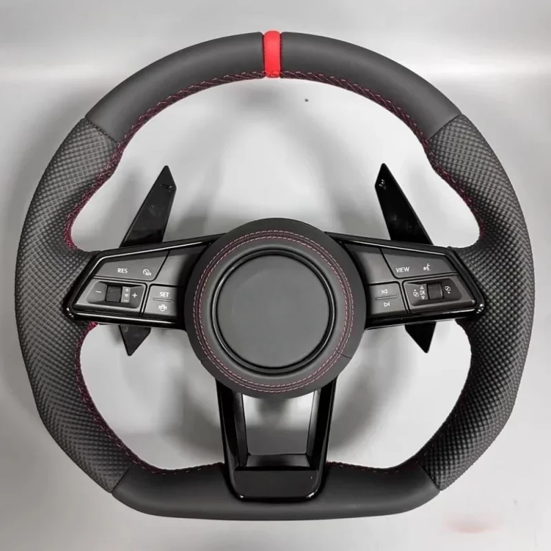 For Volkswagen VW Polo MK Golf 5 6 7 7.5 6R R Passat CC Gti Gte Full Leather Flat Bottom Steering Wheel