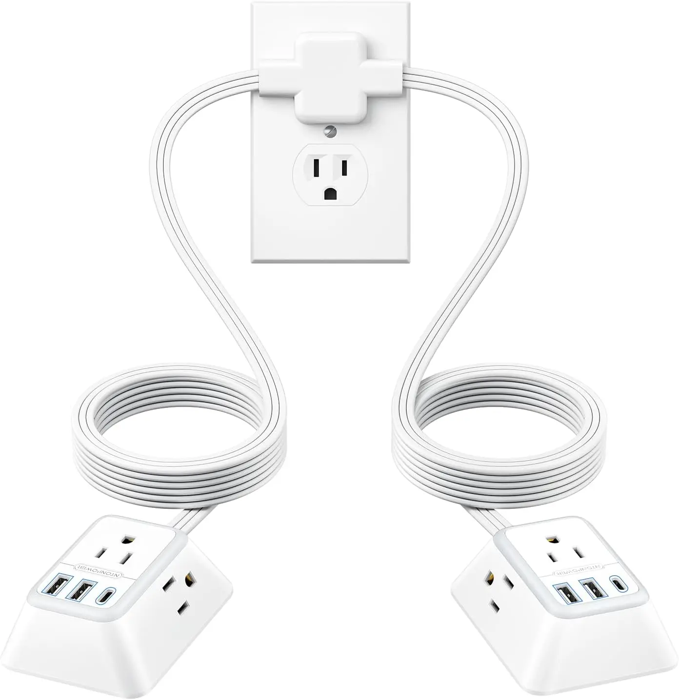 

Удлинитель NTONPOWER с разветвителем, 3,6 м, 2 розетки с 3-мя выходами на каждой стороне, 2 USB-A и 1 USB-C, защита от перенапряжения 1080J