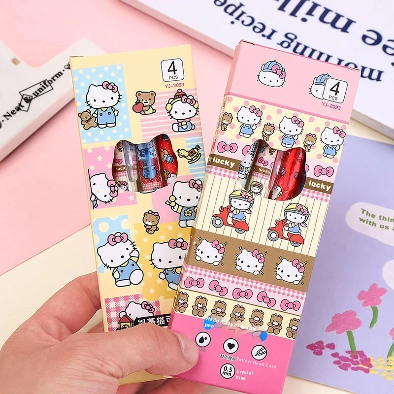 

Hello Kitty 12pcs Erasable Gel Pen Cartoon Set Sanrio 0.5mm Black Crystal Blue Quick Drying Creative Spoof Office Stationery