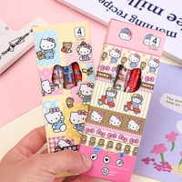 Hello Kitty 12pcs Erasable Gel Pen Cartoon Set Sanrio 0.5mm Black Crystal Blue Quick Drying Creative Spoof Office Stationery