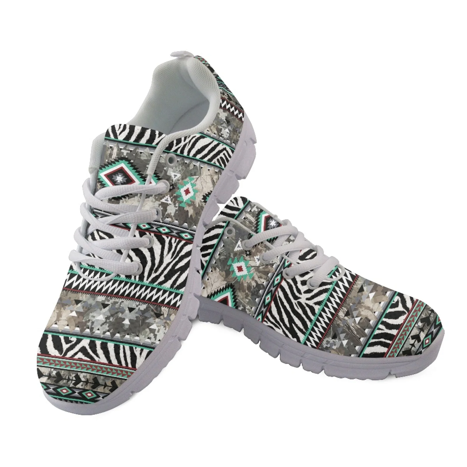 Coloranimal Leopard Palm Women Sneakers Lace Up Lightweight Women Running Shoes for Travel