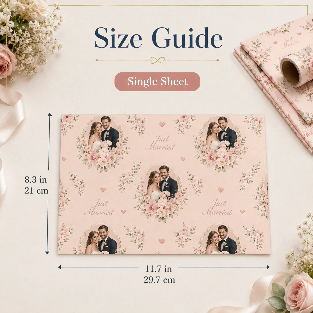Personalized Flower Wrapping Paper, Custom Printed Bouquet Packaging Paper for Wedding Gift Party Decor Handmade Floral Wraps