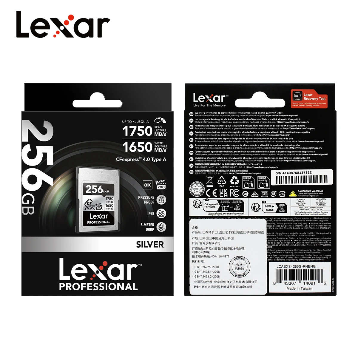 بطاقة ذاكرة Lexar Professional CFexpress من النوع A VPG 200 CFE مع قارئ 160 جيجابايت 320 جيجابايت بحد أقصى 1750 ميجابايت/ثانية CF A لكاميرا الأغنية