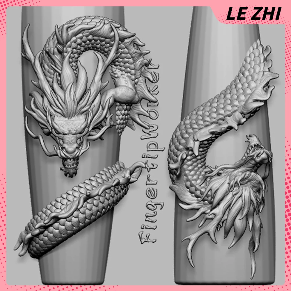 1Pc Sweet Cool Animal Series Diy Silicone Art Nails Mold Dragon Butterfly Swan Fox Snake 3D Acrylic Mold Nail Art Decorations view 2
