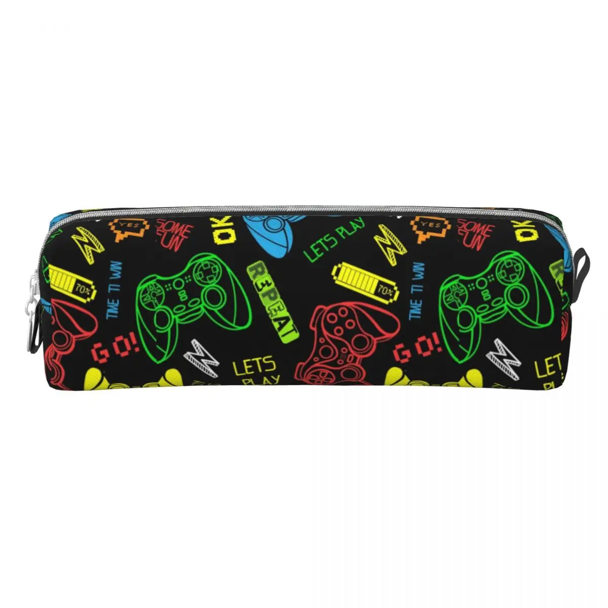 Pattern In Pixel Game Style Funny Pencil Case Big Pencil Box Students PU Leather Kawaii School Pencil Cases Printed Stationery