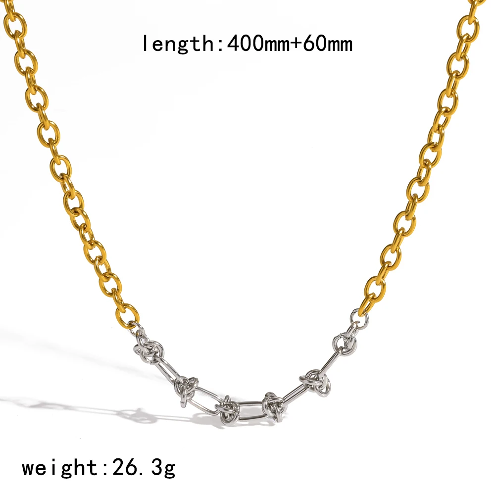 18K Goldfarben Beschichtete Edelstahl-Kette in Knotenform für Damen Stapelbares Basis-Armband Modeschmuck – Detail 8