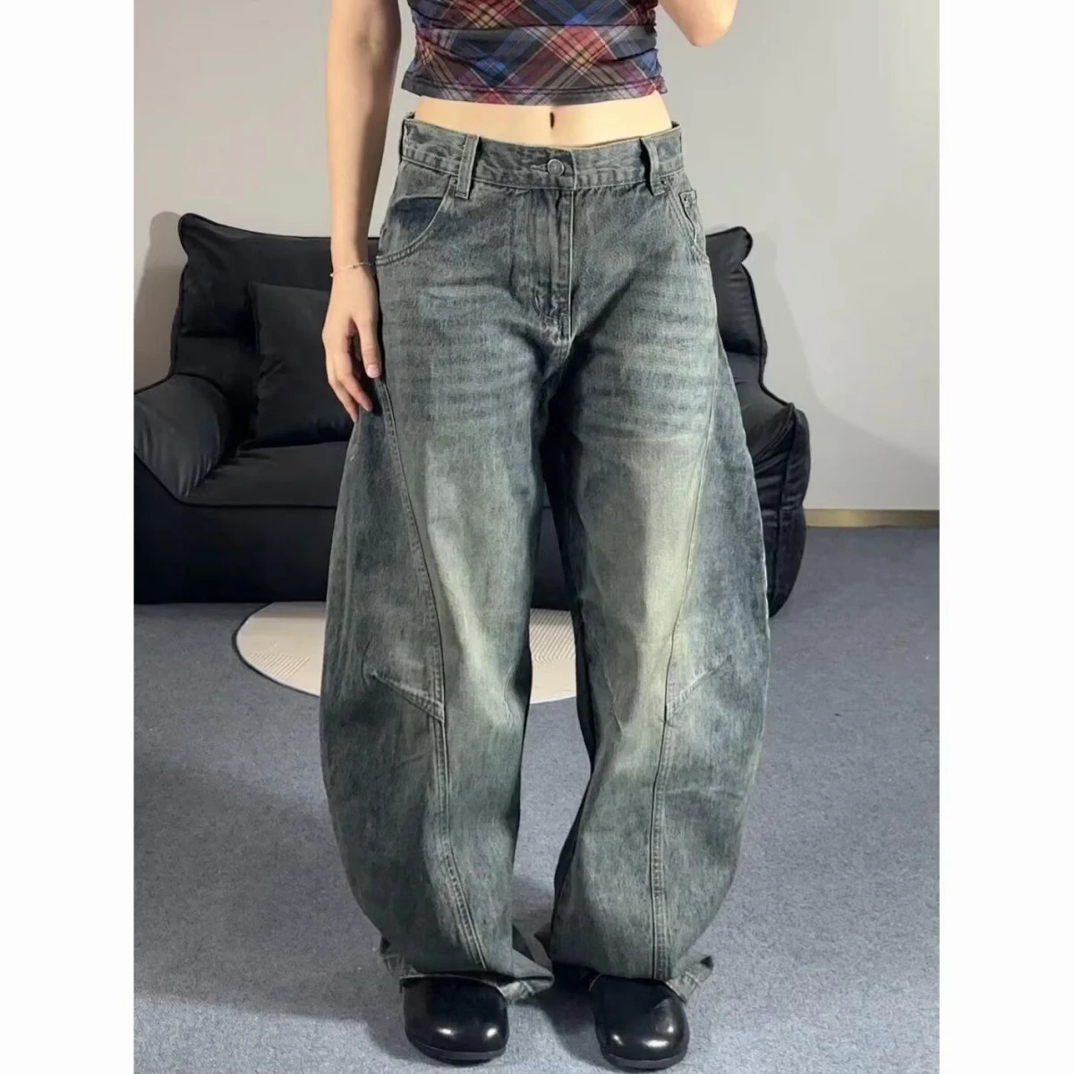 

Мужские джинсы в стиле ретро, широкие, свободного кроя, прямые, в американском стиле, осенние, повседневные, облегающие, из полиэстера...