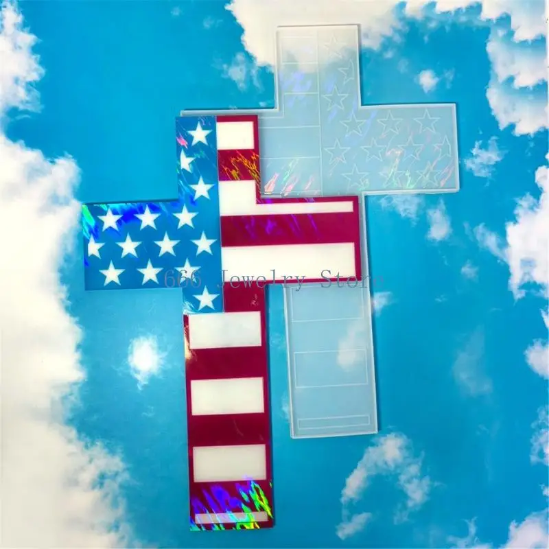 F2TD Flag Crosses Silicone Mold Heat Resistant Silicone Jewelry Mold Perfect for Crafting Beautiful Resin Charms and Pendants