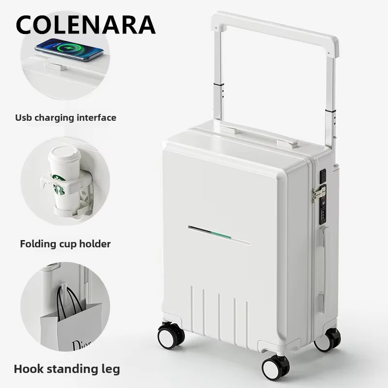 COLENARA Rolling Suitcase 20 Inches Boarding Box 24 “USB Charging Trolley Case Multi-function Password Box Women's Luggage