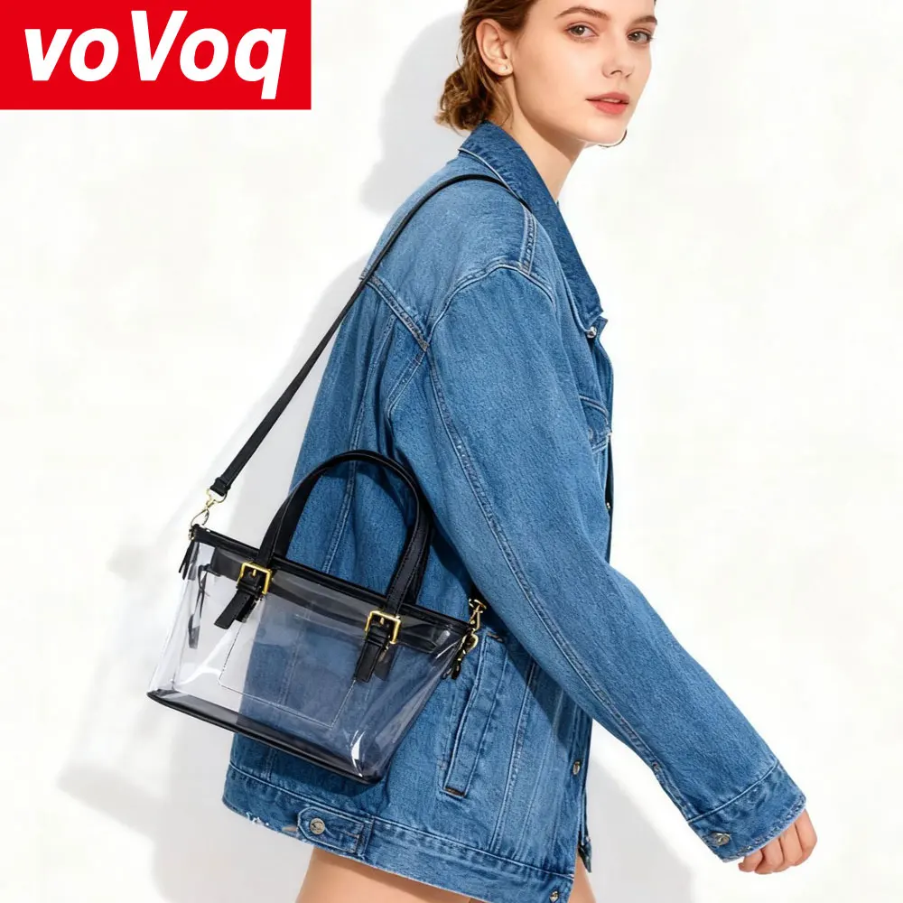 

Прозрачная водонепроницаемая сумка из ПВХ, простая и вместительная, женская сумка через плечо, с возможностью нанесения логотипа.