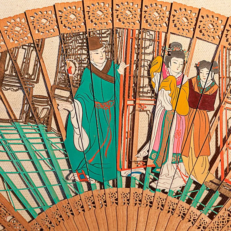 25CM latte craft painted red sandalwood fan gift craft fan collection