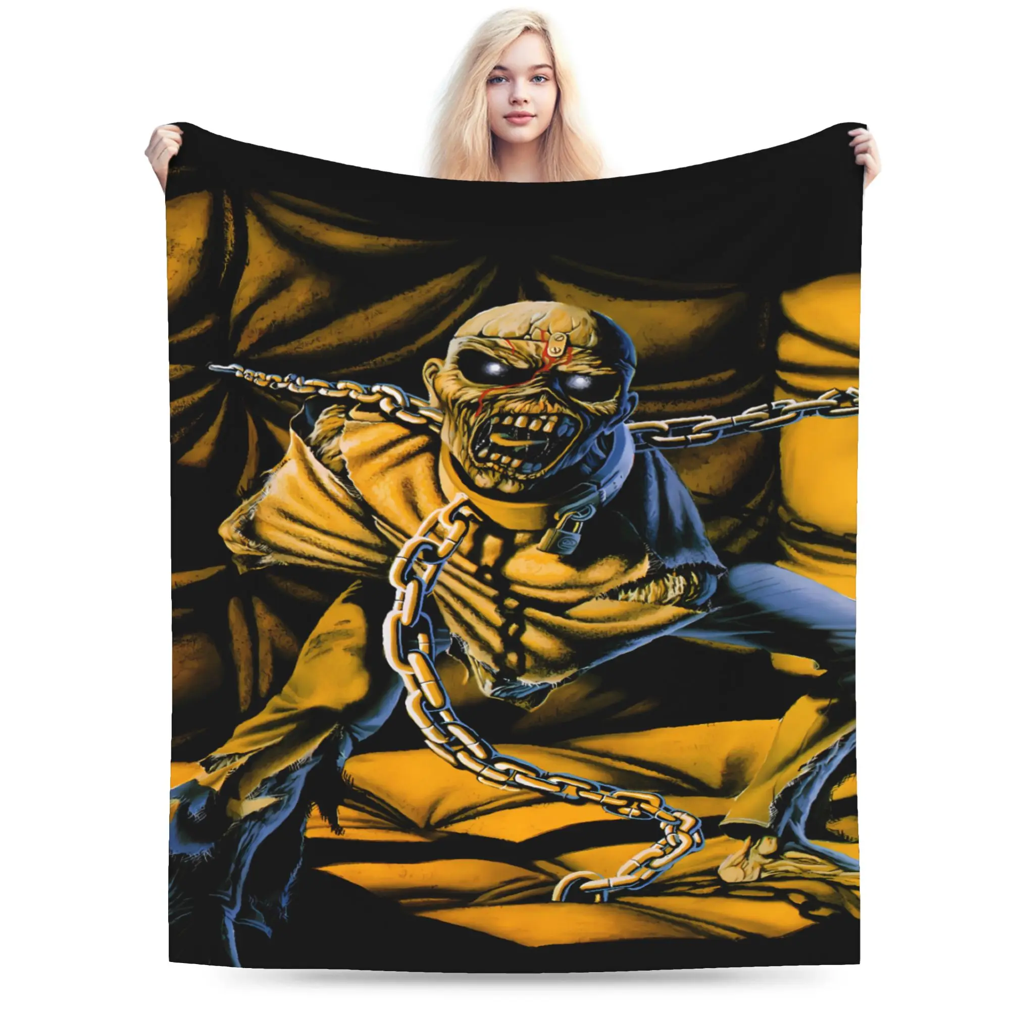 I-Iron-Maidens Music Band Art Soft Blankets  Students Plush Bedding Throws Funny Home Decor Flannel Bedspread Sofa Bed Cover