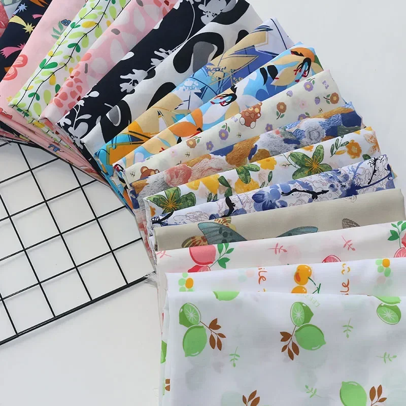 Printed Rayon Fabric By Meters for Needlework Dress Clothes Pajamas Bag Diy Sewing Children Cloth Breathable Soft Cartoon Flower