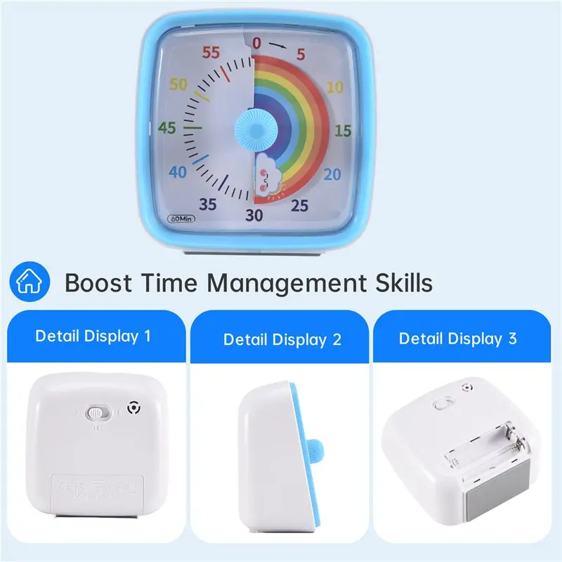 Customer Favorite 60-Minute Visual Timer With Night Light, Countdown Timer,Pomodoro Timer With Rainbow Pattern For Kids And Adul