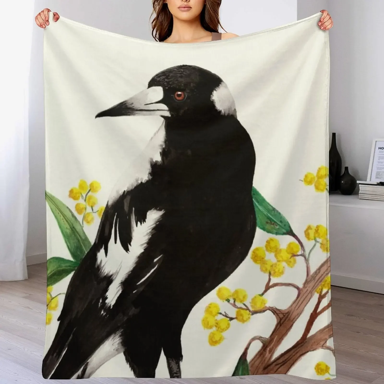 

New Magpie Throw Blanket Cozy Sofa Blanket for TV Watching Napping