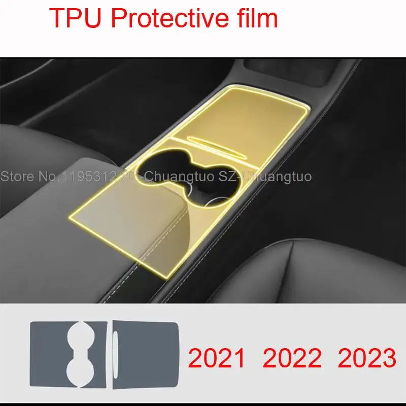 طبقة واقية من البولي يوريثان لطراز تسلا ، موديل 3 ، موديل Y ، تروس سيارة ، وحدة تحكم مركزية داخلية ، شاشة شفافة تعمل باللمس ، 2021-2023