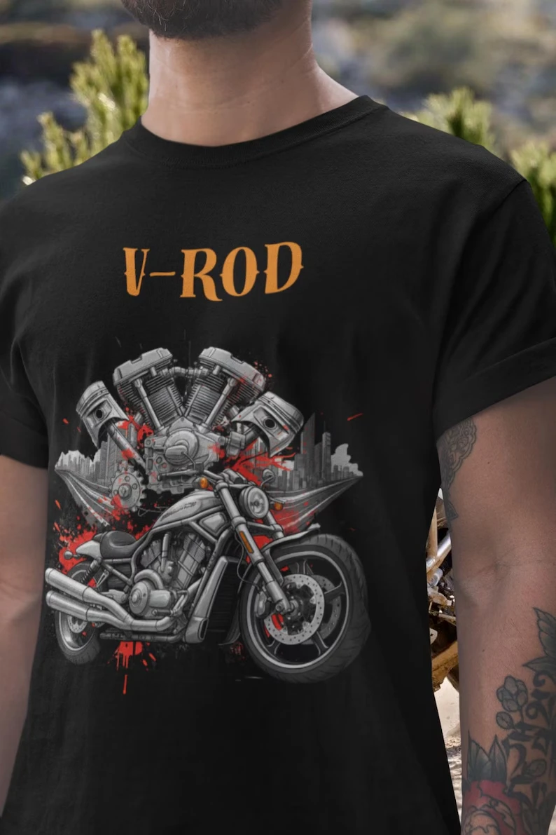 2026 V-rod T Shirt The Power Cruiser Motorcycle Tee for Biker Fans Rider Top Revolution Engine Gift Appar Cotton T-shirt Unisex