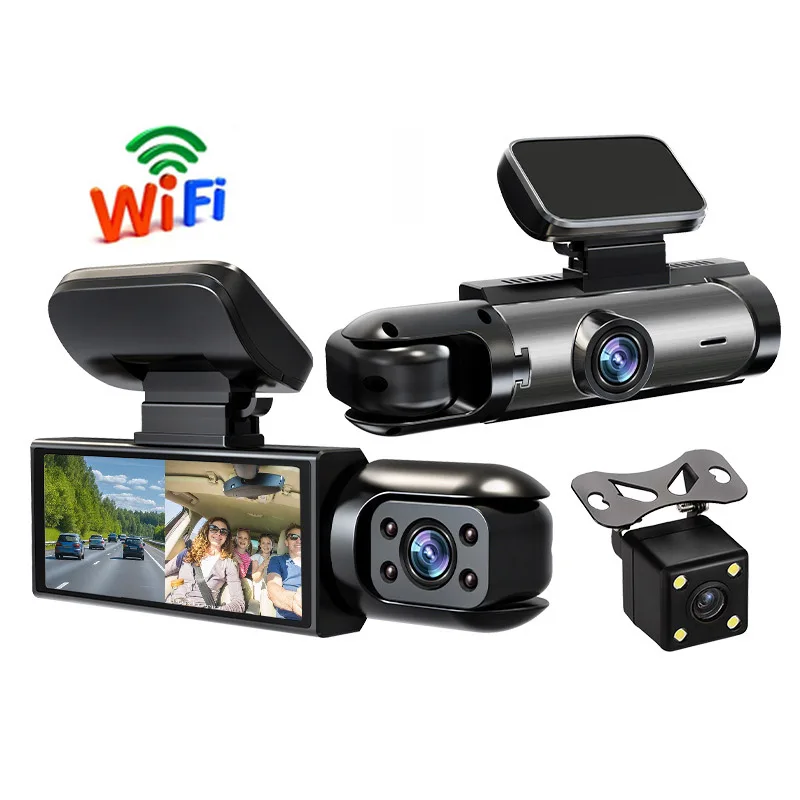 

HONGTONG Universal Car Dash Cam Front Rear 3 Channel Night Vision Hidden DVR with Audio Recording