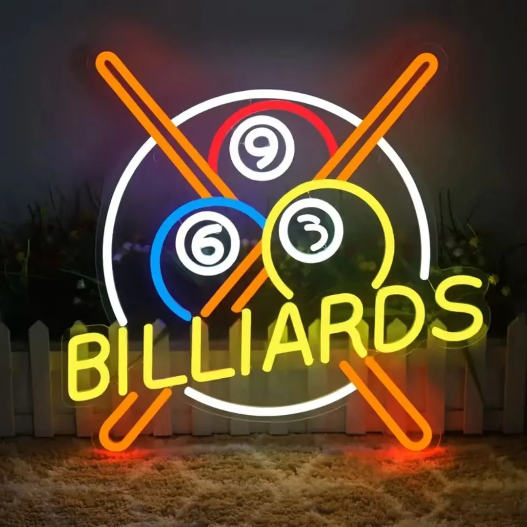 Neon LED lights, popular internet-famous billiard hall decorative paintings, table tennis room wall decoration supplies with adj