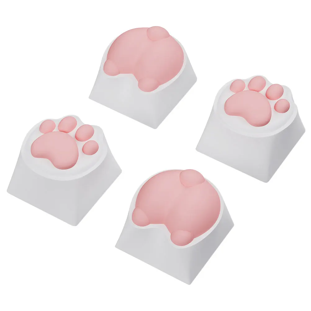 

4Pcs Cat Paw Keycaps Cute Silicone Resin Mechanical Keyboard Keys Caps Gaming Accessory Unique Gift Cat Keycaps