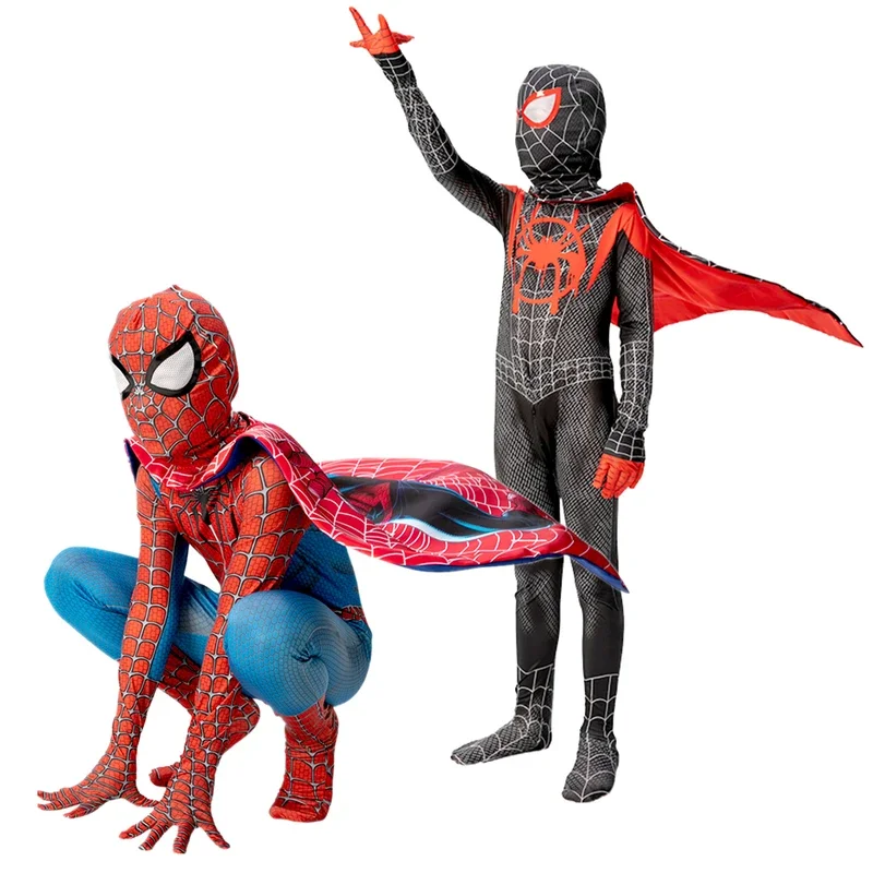 MARVEL Spiderman Cosplay Costume Kids Adults Full Body Spandex with Cape Peter Parker Miles Morales Spider Man VENOM 3D Styl # 1
