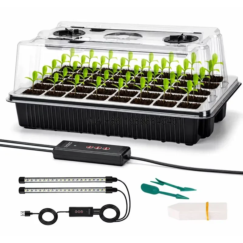 Wmwmnu Seed Starter Tray Kit with Grow Light Timer Dimming Adjustable Indoor Plant Germination Greenhouse Propagation Set