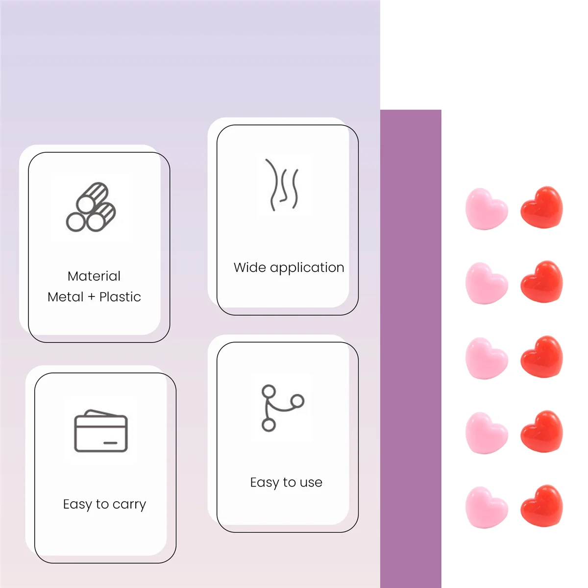 50 PCS Pinezki w kształcie serca, czerwone pinezki do tablic ogłoszeń, różowe urocze pinezki ścienne dekoracyjne do domu i biura z tablicy korkowej