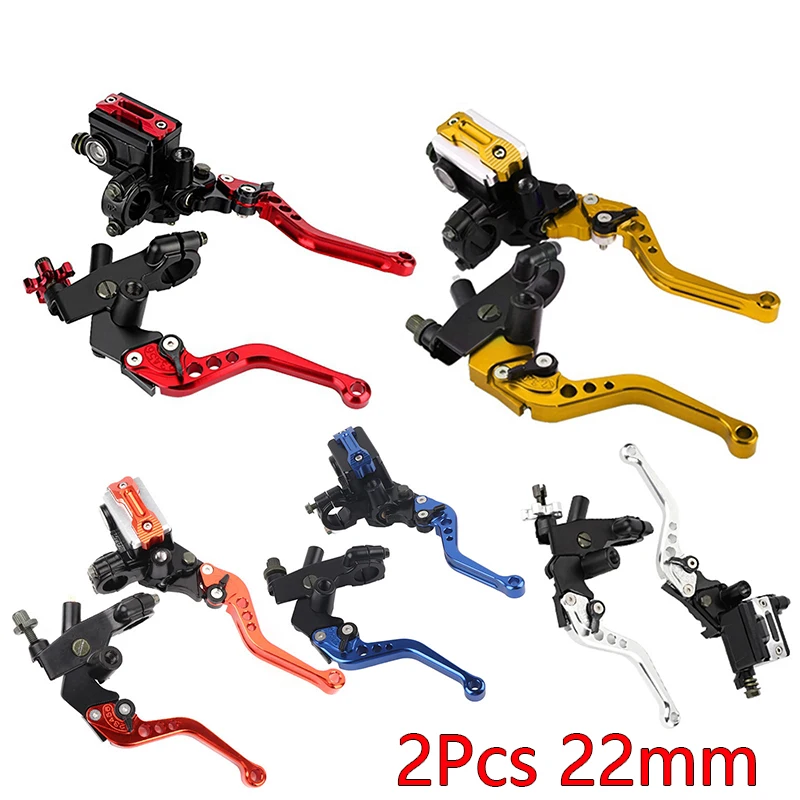 2Pcs 22mm Universal Motorcycle Handlebar Master Cylinder Levers Handle Hydraulic Brake Pump Clutch Adjustable Hand Lever