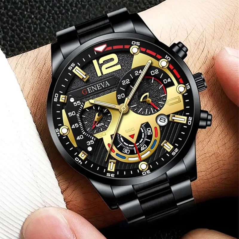 Модные модные мужские часы с ремешком из нержавеющей стали, классические персонализированные мужские кварцевые часы с цифровым календарем