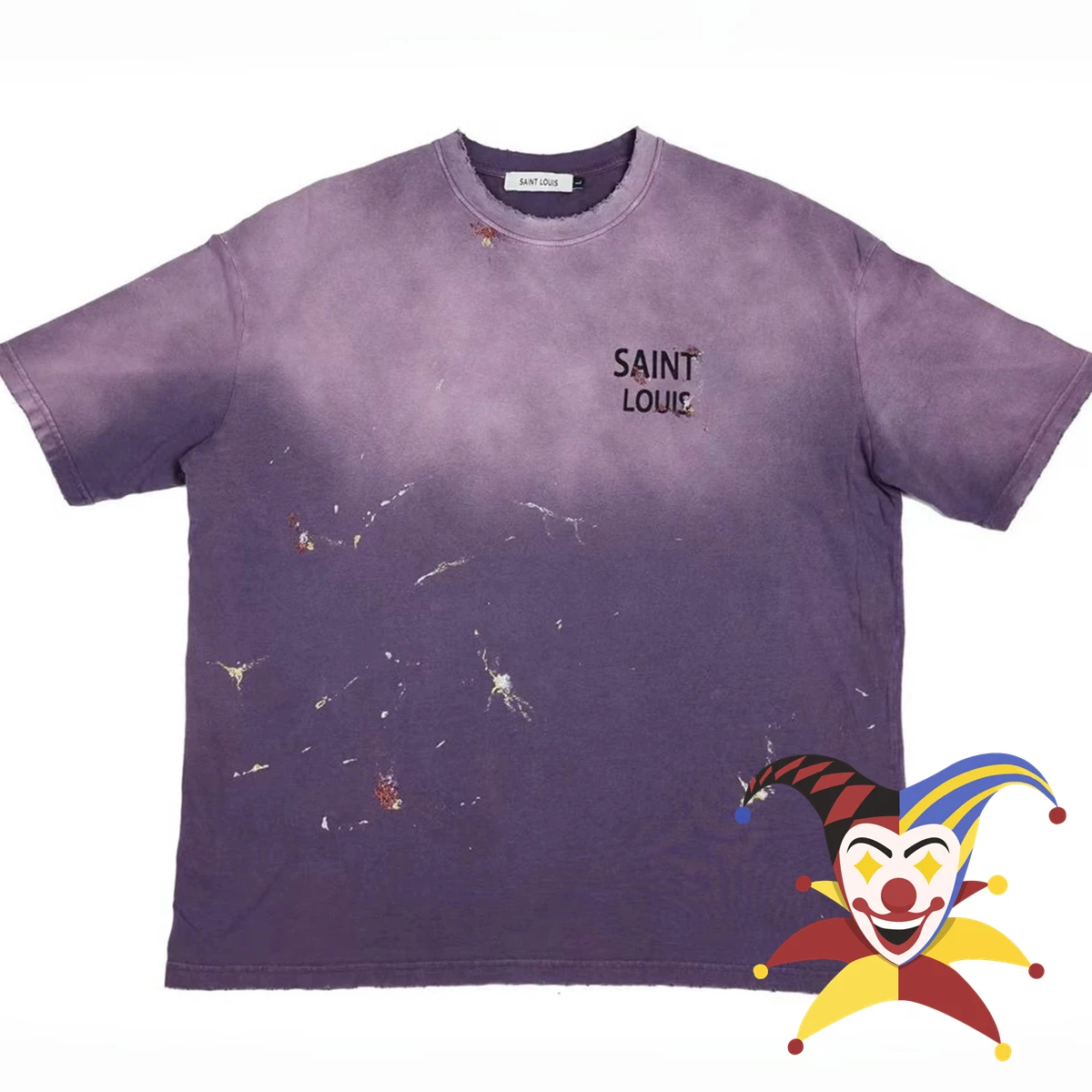 Camiseta con Logo degradado de Saint Louis para hombre y mujer, camisa de manga corta con estampado de Graffiti, color púrpura lavado