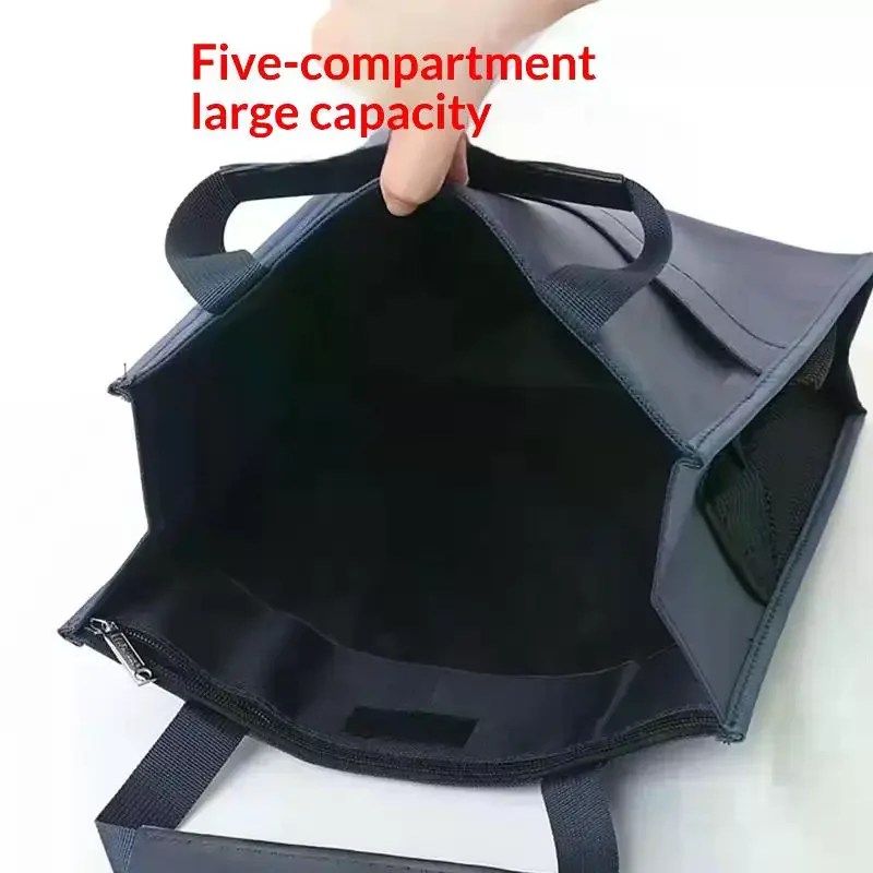 Oxford Cloth Waterproof Briefcase Zippered Document Bag 14x11x4 Inch With Handle For Business Travel