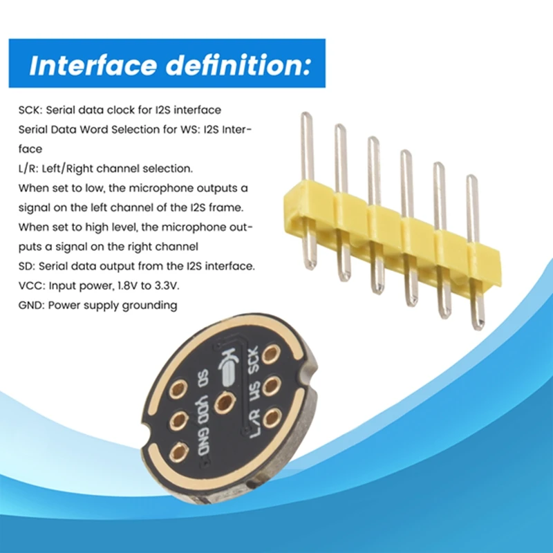 5Pcs INMP441 Omnidirectional Microphone Module MEMS High Precision Low Power I2S Interface Support ESP32