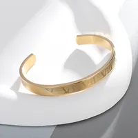 Stainless Steel Royal Roman Numeral Open Bracelet for Men for Women Fashion Simple Bracelet Party Jewelry Gift