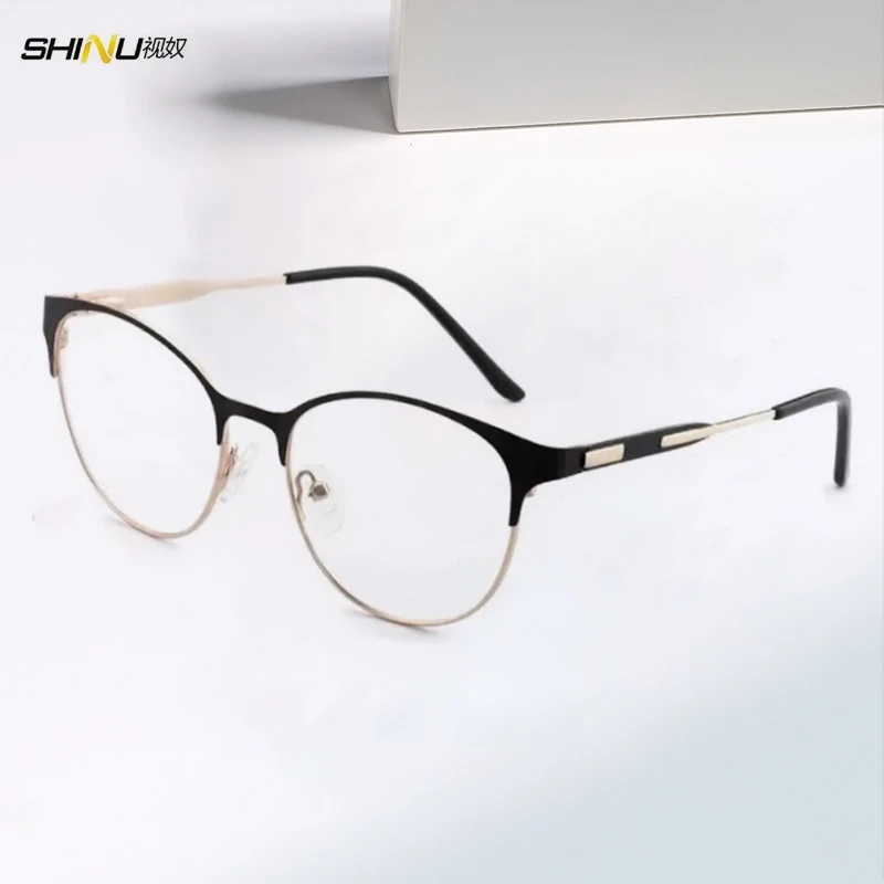 

SHINU Metal Reading Glasses Men Multifocal Lenses for Distance and Near Astigmatism Prescription Glasses Y2k Fashion Metal Frame