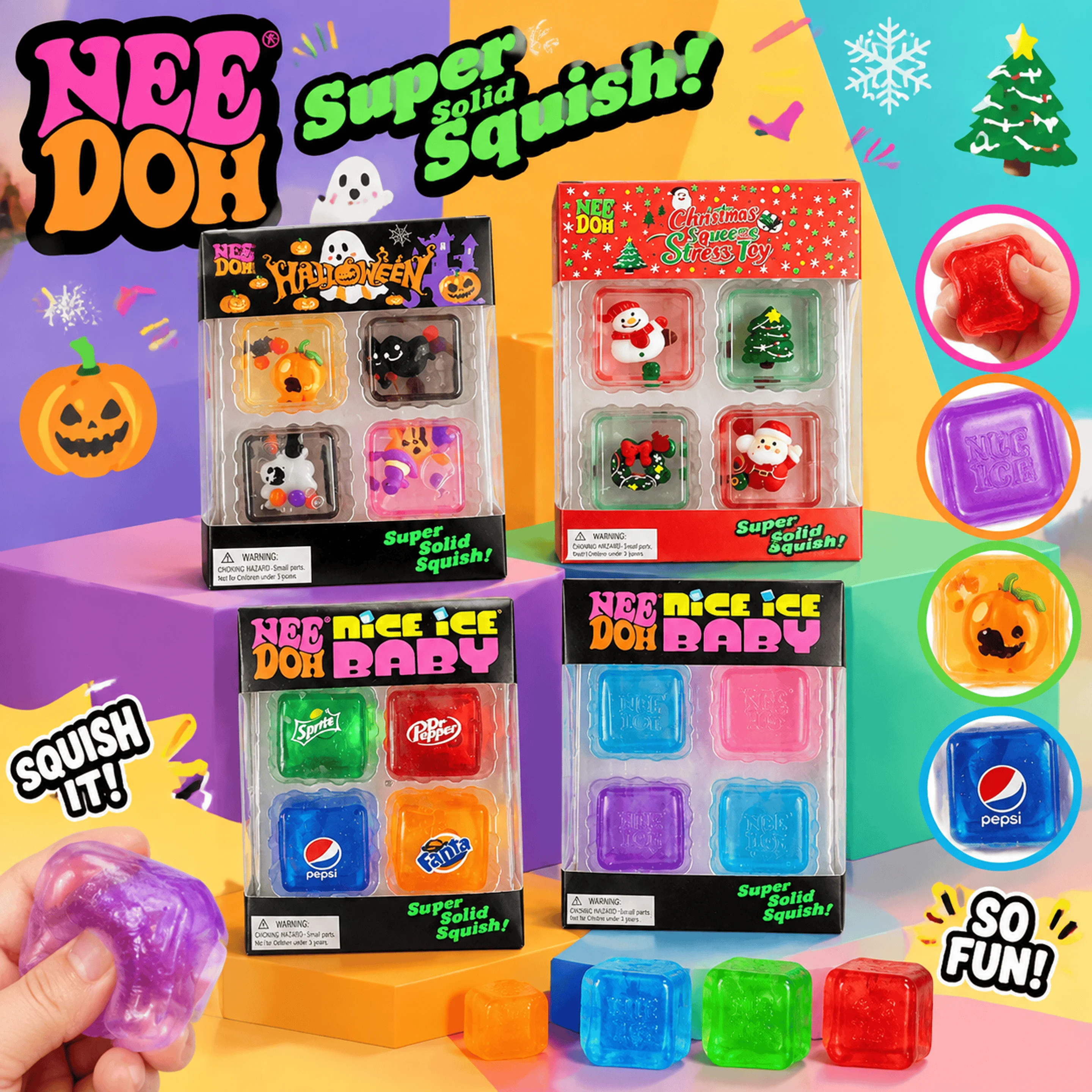 Fidget Cube Original - Schylling NeeDoh Teenie Cube 4-Pack Jouet