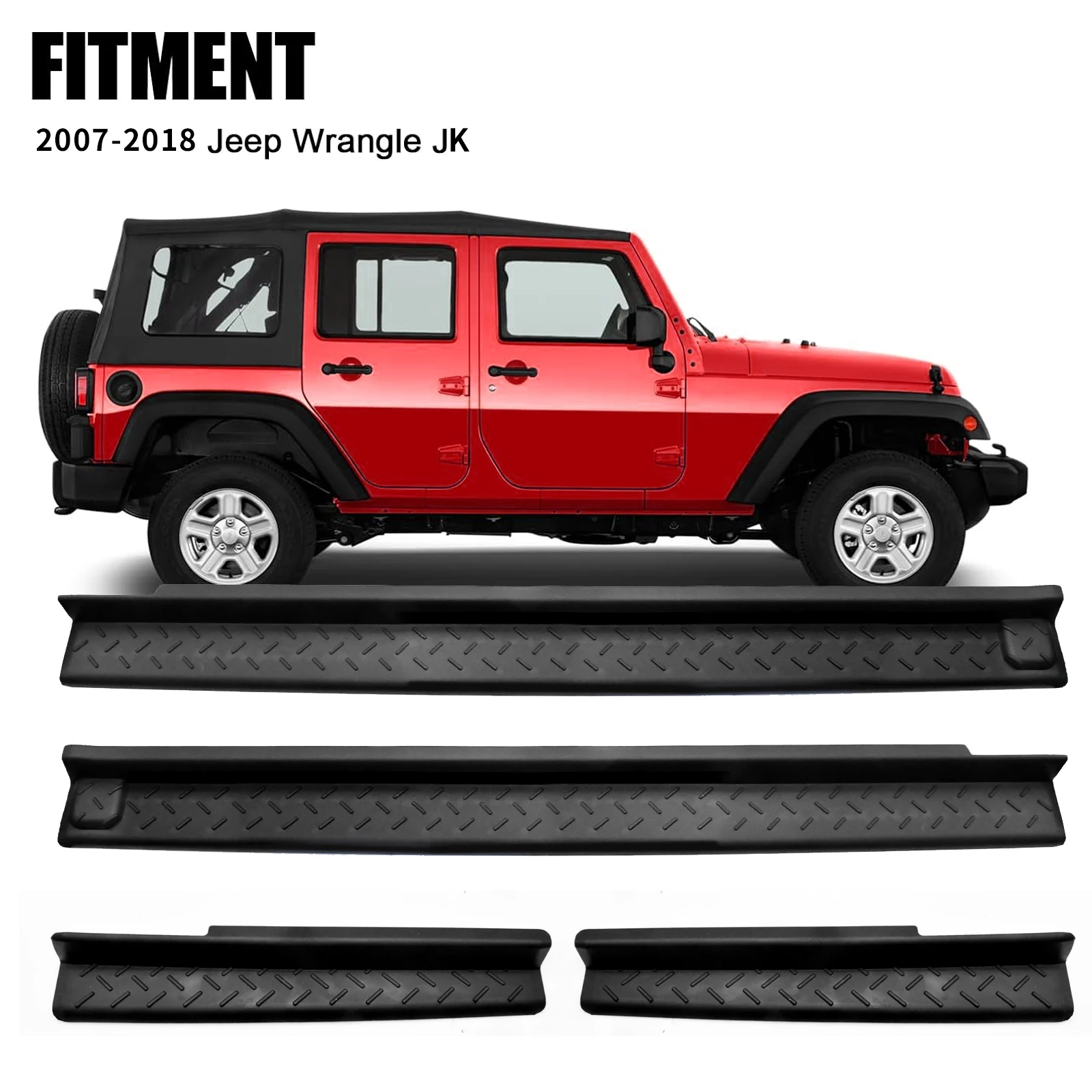 

4pcs car door sill guard kit For 2007-2018 Jeep Wrangler JK car door sill stepping rubber protection accessories