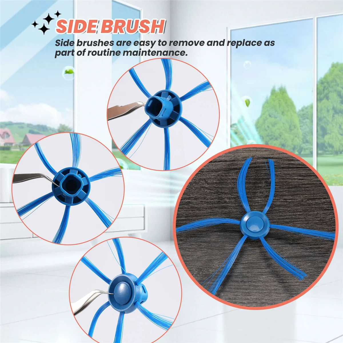 Cepillos laterales para Robot de barrido, piezas de aspiradora Philips FC8796 FC8794 FC8792, 2 piezas, 6 brazos