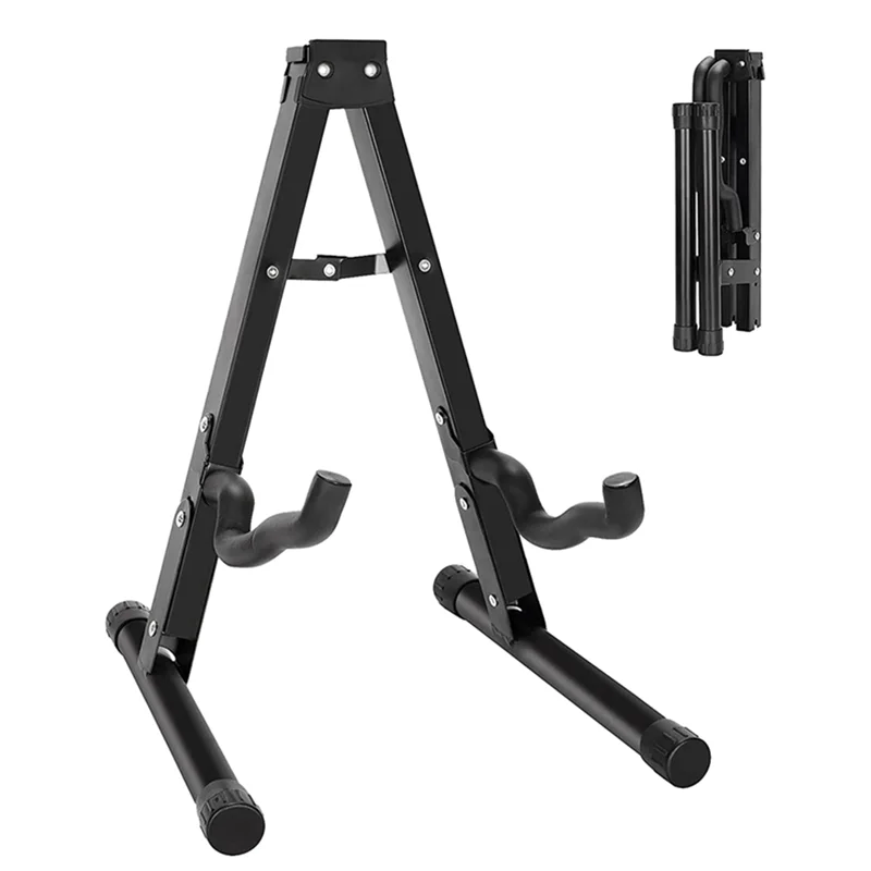 

1 PCS Metal Guitar Stand Folding Folk Guitar Stand Wooden A-Type Vertical Floor Electric Guitar Stand