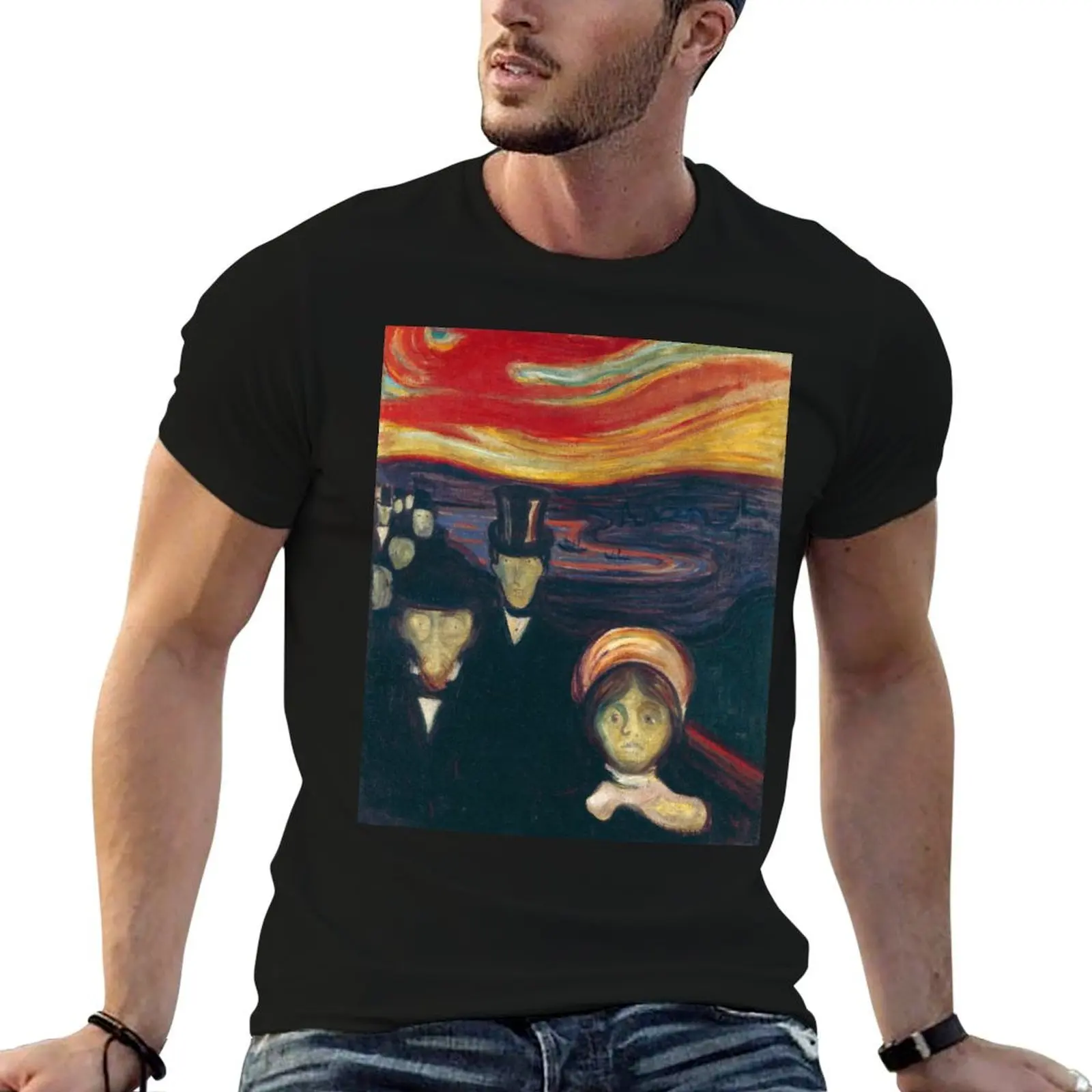 Abstract Anxiety by Edvard Munch T-Shirt Plus Size Summer Casual T-Shirt